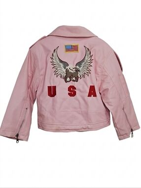 Outdoor Habitat Pink Faux Leather Kids Jacket USA Eagle Sz 5T Childs